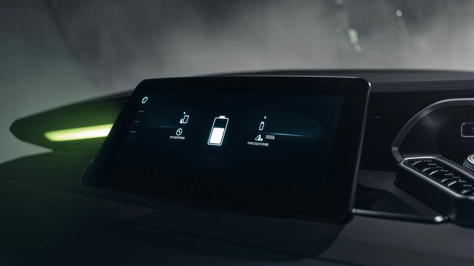 Vehicle display showing battery preconditioning active before a performance run