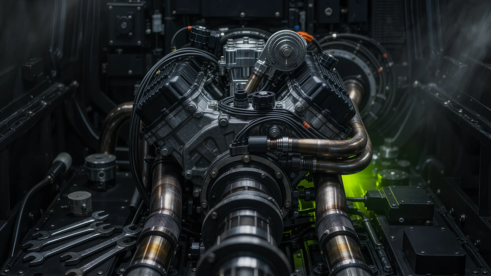 Engine test cell with a dynamometer coupled to a running engine
