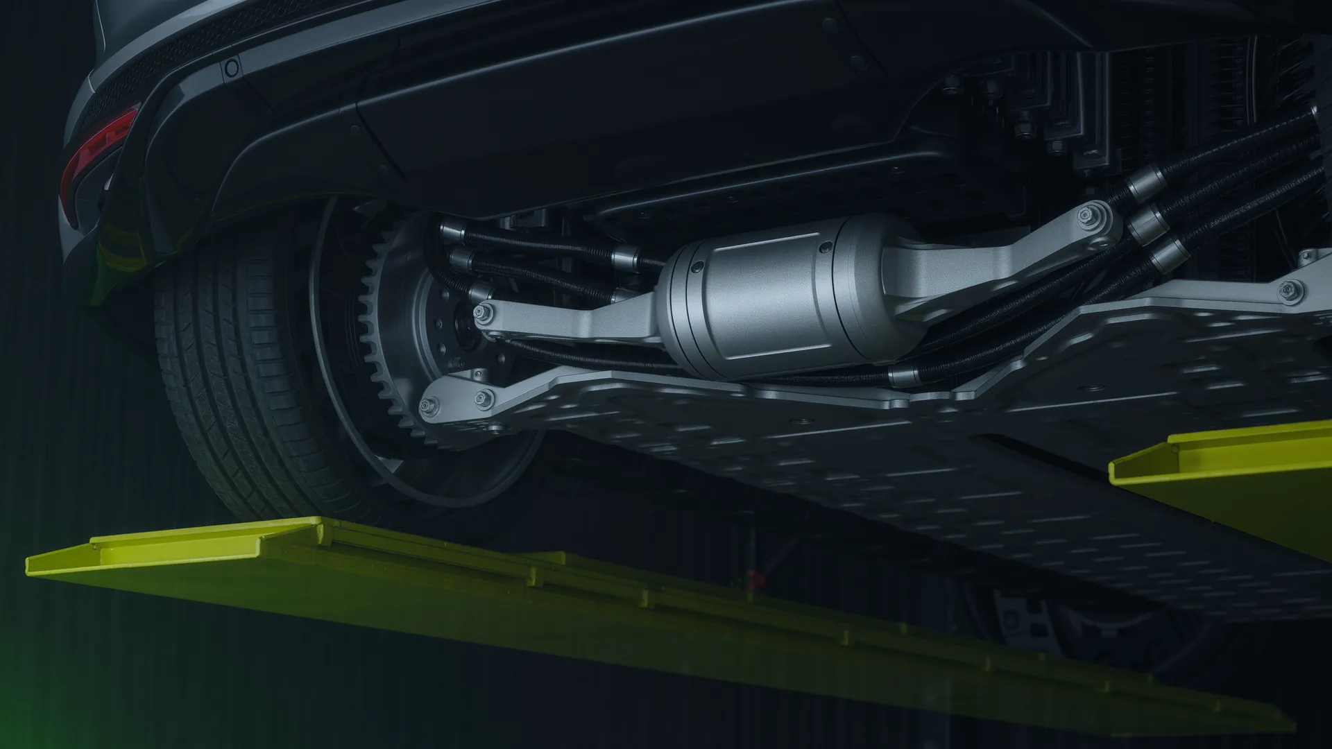 Electric car decelerating with the energy recuperation display showing regeneration